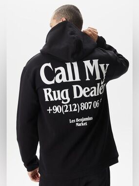 Market Studios x Les Benjamins Call My Rug Dealer Black Hoodie Medium